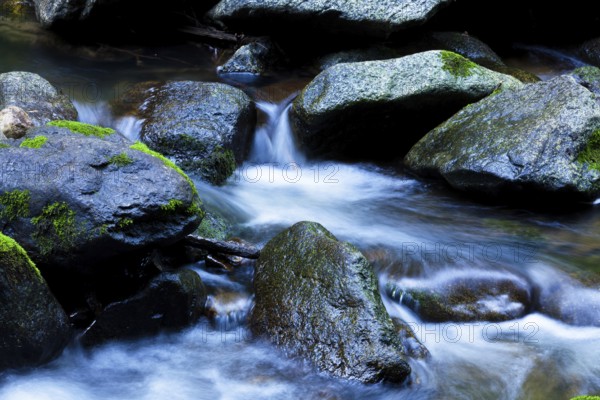 A cool stream with water and stones in the mountains. Unspoilt nature, Austria