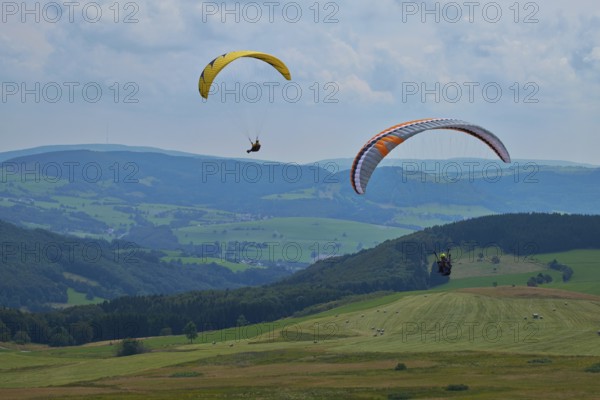 Hang glider at the Wasserkuppe, Rhön Biosphere Reserve, Heß