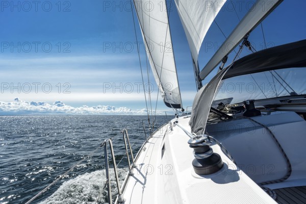Sailing on a sailing yacht on the ocean