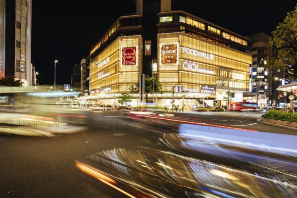 KYOTO, JAPAN - MAY 14, 2019: The Kyoto Kawaramachi Garden shopping centre at night on Shijo-dori in central Kyoto, Japan