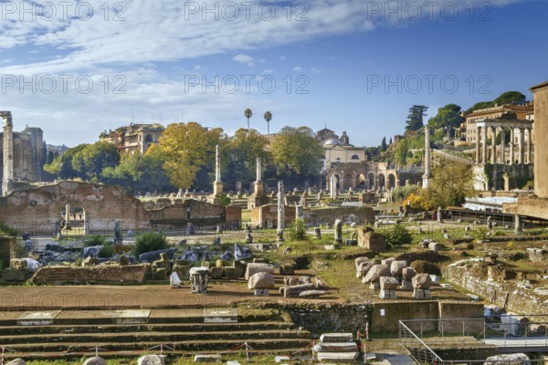 Roman Forum is a rectangular forum (plaza) surrounded by the ruins of several important ancient government buildings at the center of the city of Rome, Italy