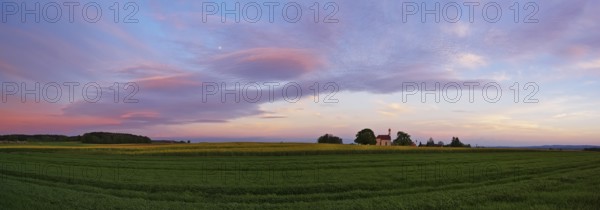 Panorama, chapel with clouds