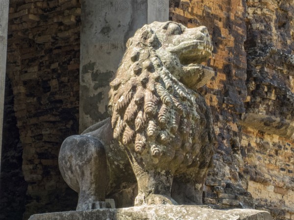 Stone lion statue at Prasat Tao, Sambor Prei Kuk, Cambodia