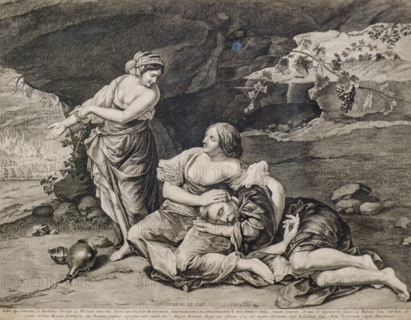 Lot and his daughters, Lucas Vosterman I, from the work of Orazio Gentileschi, Museo de Bellas Artes, Bilbao, Spain