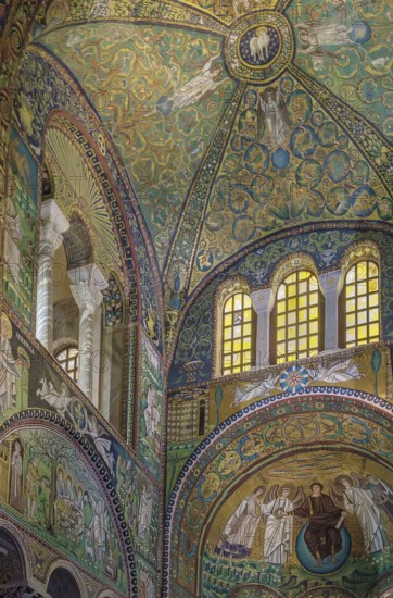 The Basilica of San Vitale is a church in Ravenna, and one of the most important examples of early Christian Byzantine art and architecture. Vault in the presbytery is richly ornamented with mosaic