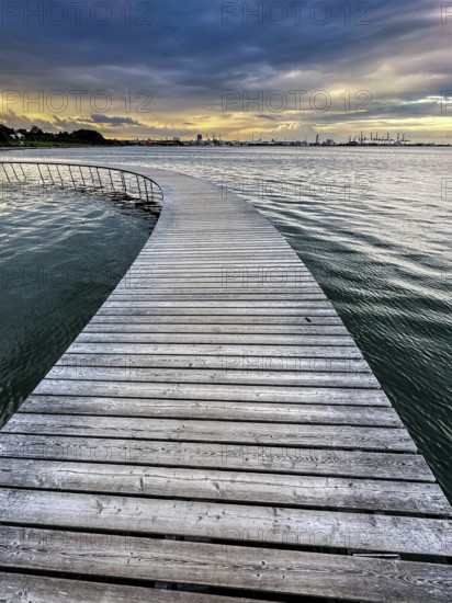 The Endless Bridge, an art installation on the Baltic Sea beach near Aarhus, Denmark