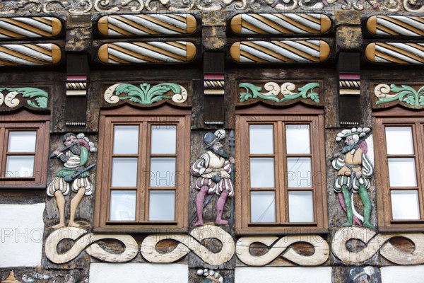 Half-timbered house, Weser Renaissance style, Hoexter, Weser Uplands, North Rhine-Westphalia, Germany, Europe, Fachwerkhaus, Weserrenaissance, Höxter, Weserbergland, Nordrhein-Westfalen, Deutschland, Europe, Europa