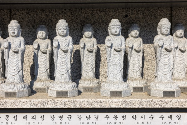Small statues of Buddha at Bongeunsa Temple, Seoul, Republic of Korea