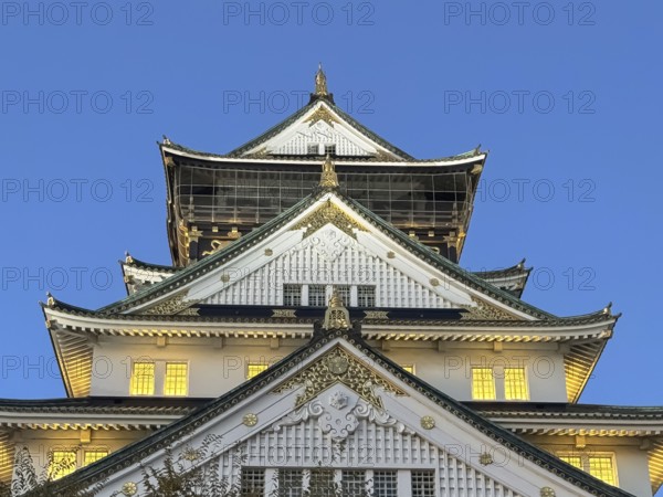 Konohana Ward, Osaka, Japan. Dec 24, 2023. A Close up to the Osaka Castle at night