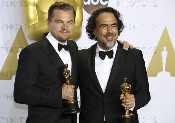 Leonardo DiCaprio and Alejandro Gonzalez Inarritu at the 88th Annual Academy Awards, Press Room held at the Loews Hollywood Hotel in Hollywood, USA on February 28, 2016., Hollywood, California, USA