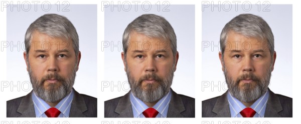A strip of passport photos as it comes out of the photo booth