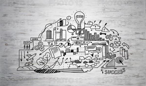 Effective business planning concept on wooden surface background