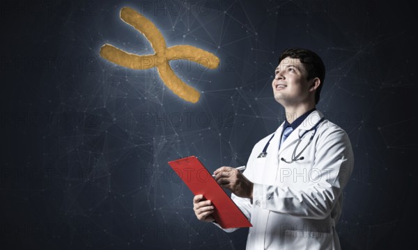 Doctor with tablet works with digital technologies