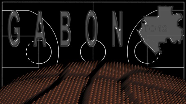 Gabon on Basketball Court, National Theme Concept