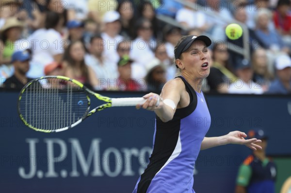 Tennis player Tennis player Caroline Wozniacki of Denmark in action at the US Open 2024 Championships, Billie Jean King Tennis Center, Queens, New York, USA.