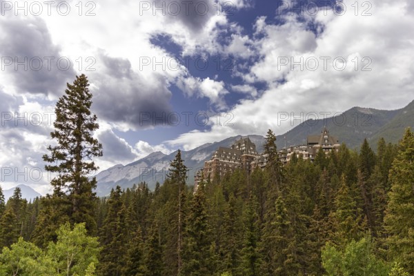 Opened in 1888 the Fairmont Banff Springs hotel, more commonly known as The Banff Springs is a National Historic Site of Canada and rises out the trees in Banff National Park in Alberta, Canada, North America