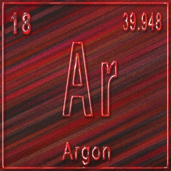 Argon chemical element, Sign with atomic number and atomic weight, Periodic Table Element