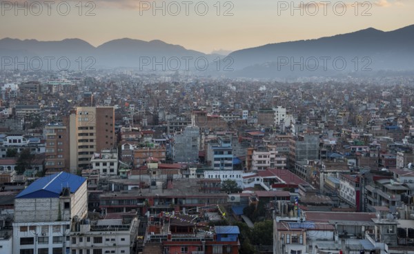 The cityscape of Kathmandu city the capital of Nepal Asia during sunset