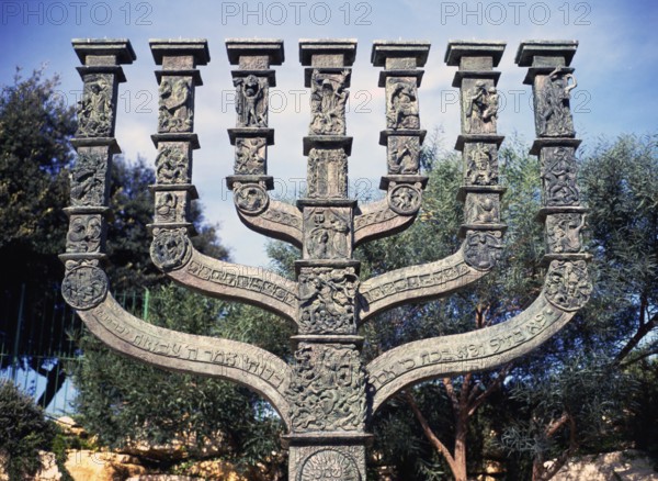 Menorah on front of Knesset in Jerusalem