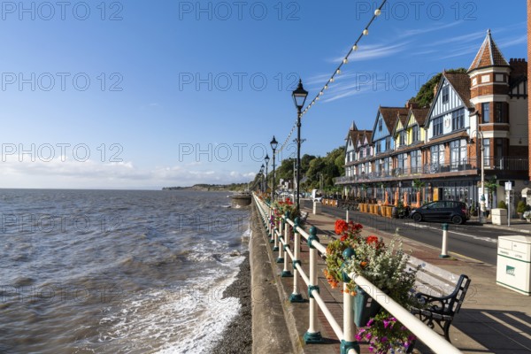 Penarth, United Kingdom, 31 August, 2022: view of the esplanade in Penarth on the shores of Cardiff Bay