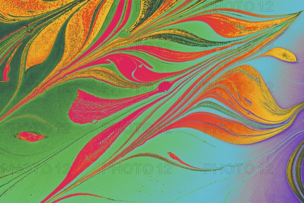 Abstract colored background. Marbling of aqueous surface design