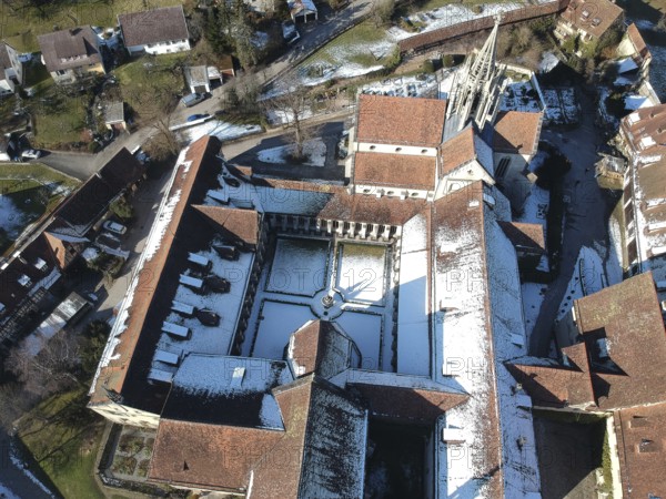 An image of an aerial view over Bebenhausen Monastery Germany