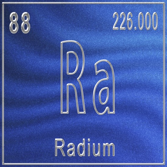 Radium chemical element, Sign with atomic number and atomic weight, Periodic Table Element