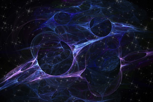 Illustration of the space with stars and blue purple light Daugavpils, Latvia