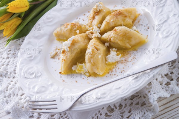Polish Curd dumplings with cinnamon butter