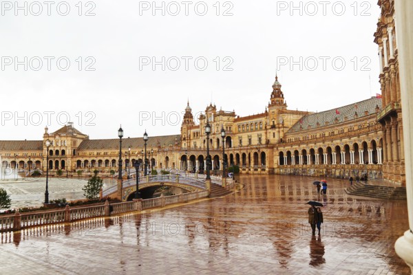 Spain, Andalusia. The Spanish pavilion in Seville at Plaza Espana Austria