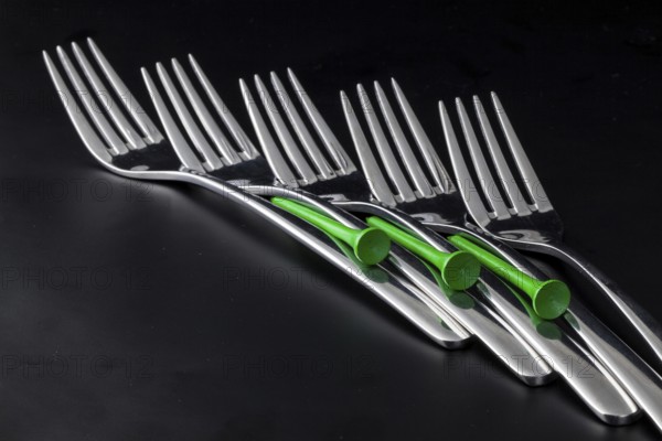 Forks on a black table