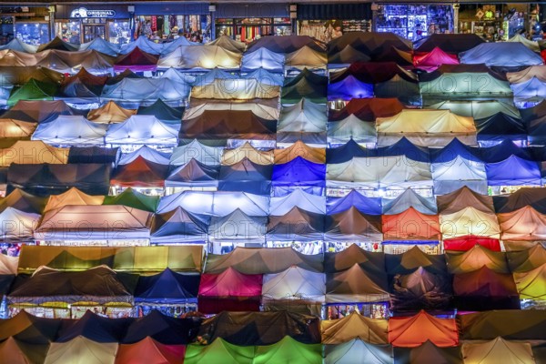 Night view of Talat lot Phi Ratchada Thailand. Shooting Location: Bangkok, Thailand