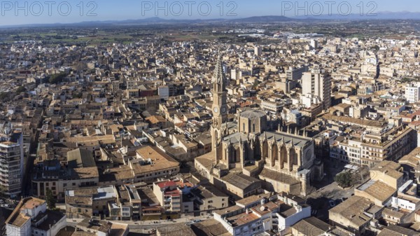 Aerial view of the city, Manacor, Majorca, Balearic Islands, Spain
