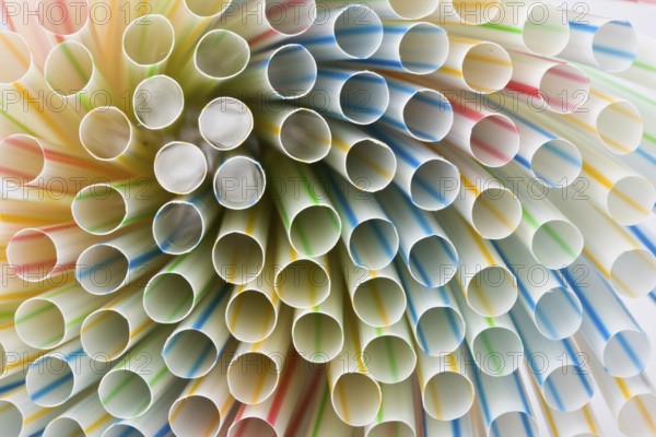 Closeup of colorful drinking straws