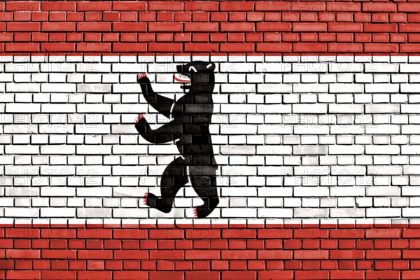 Berlin flag painted on brick wall