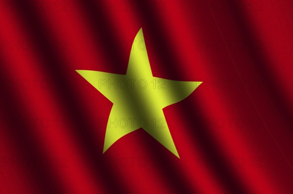 The Vietnamese flag flying in the wind