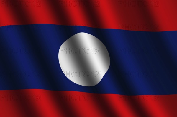 The Laotian flag flying in the wind