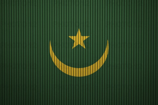 Mauritania Flag painted on the cracked grunge concrete wall