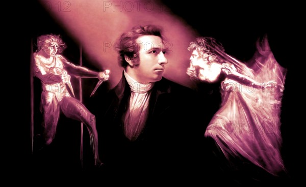 Henry Fuseli or Johann Heinrich Füssli, 1741 – 1825, Swiss painter, draughtsman and writer, digitally edited after Northcote, 1778, Lady Macbeth Seizing the Daggers, scene from The Tragedy of Macbeth by William Shakespeare