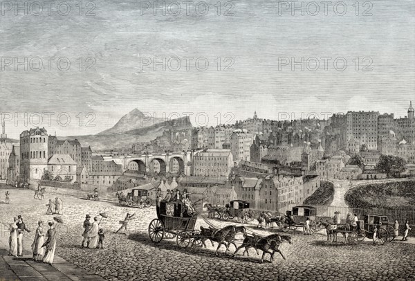View of the Old Town of Edinburgh from Pinces Street, Scotland, 1814