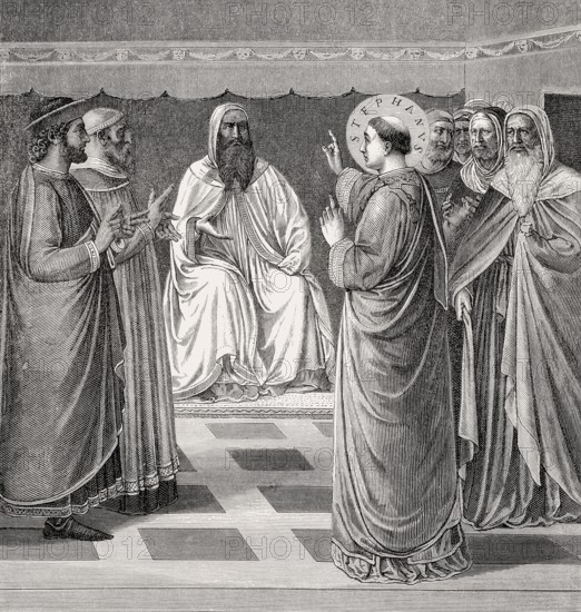 The trial of Saint Stephen, San Lorenzo fuori le mura, Rome, Italy, 19th Century