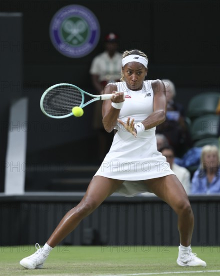 US tennis player Coco Gauff in action at the 2024 Wimbledon Championships, London, England, United Kingdom