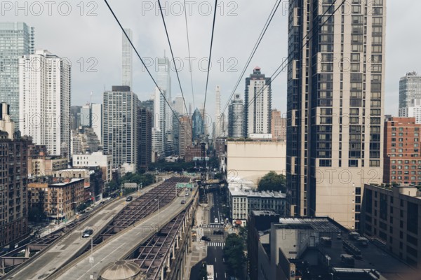 Aerial cityscape of Upper East Side of Manhattan in New York City, USA