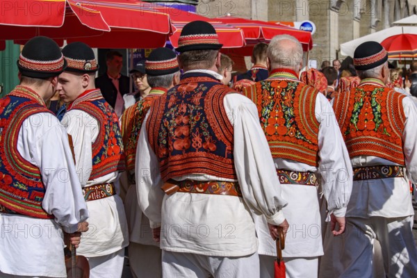 Croatian people with traditional clothes in Zagreb