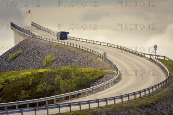 Storseisundet Bridge (Norwegian: Storseisundbrua) : Atlantic Highway (Atlanterhavsveien) . It connects Romsdal peninsula to the island of Averøya in Møre og Romsdal county
