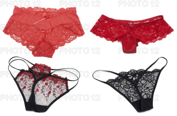 Four feminine panties collage on white background. It Is formed from several pictures
