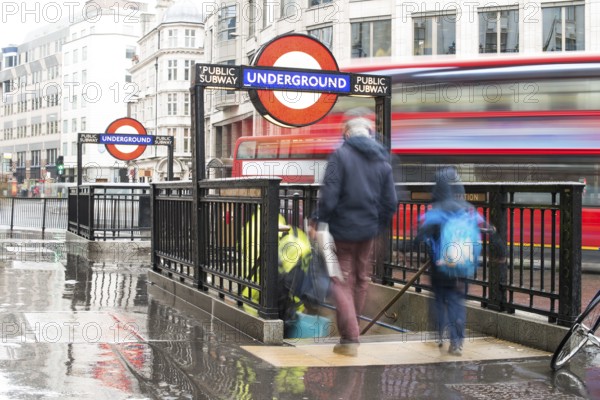 Subway station and subway sign in London