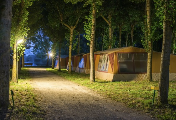 Tents in camping in the night