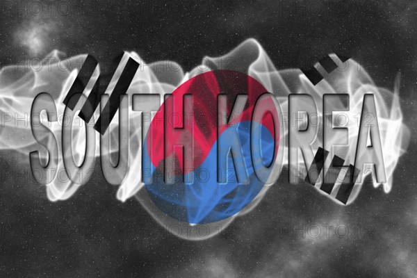 South Korea Flag with Starry Background Smoke Effect