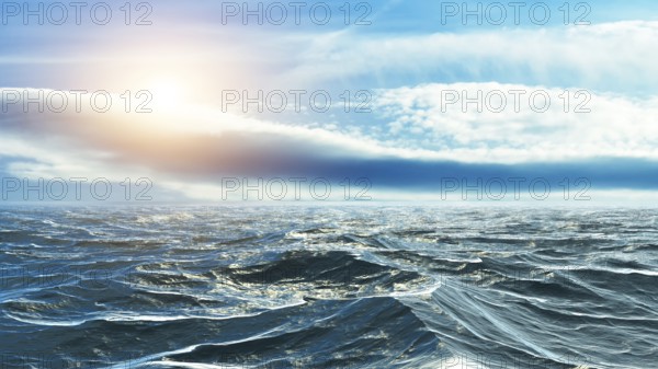 Horizon of the sea at sunset in the Atlantic